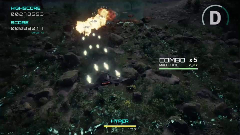 In-engine capture from Bloodline: the ship weaves through enemy fire, screenshot 1.