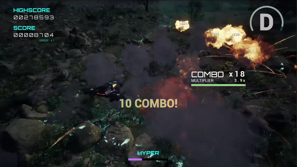 In-engine capture from Bloodline: a hyper volley streaks toward enemies, screenshot 3.